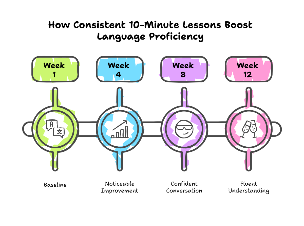 How Consistent 10 Minute Lessons Boost Language Proficiency